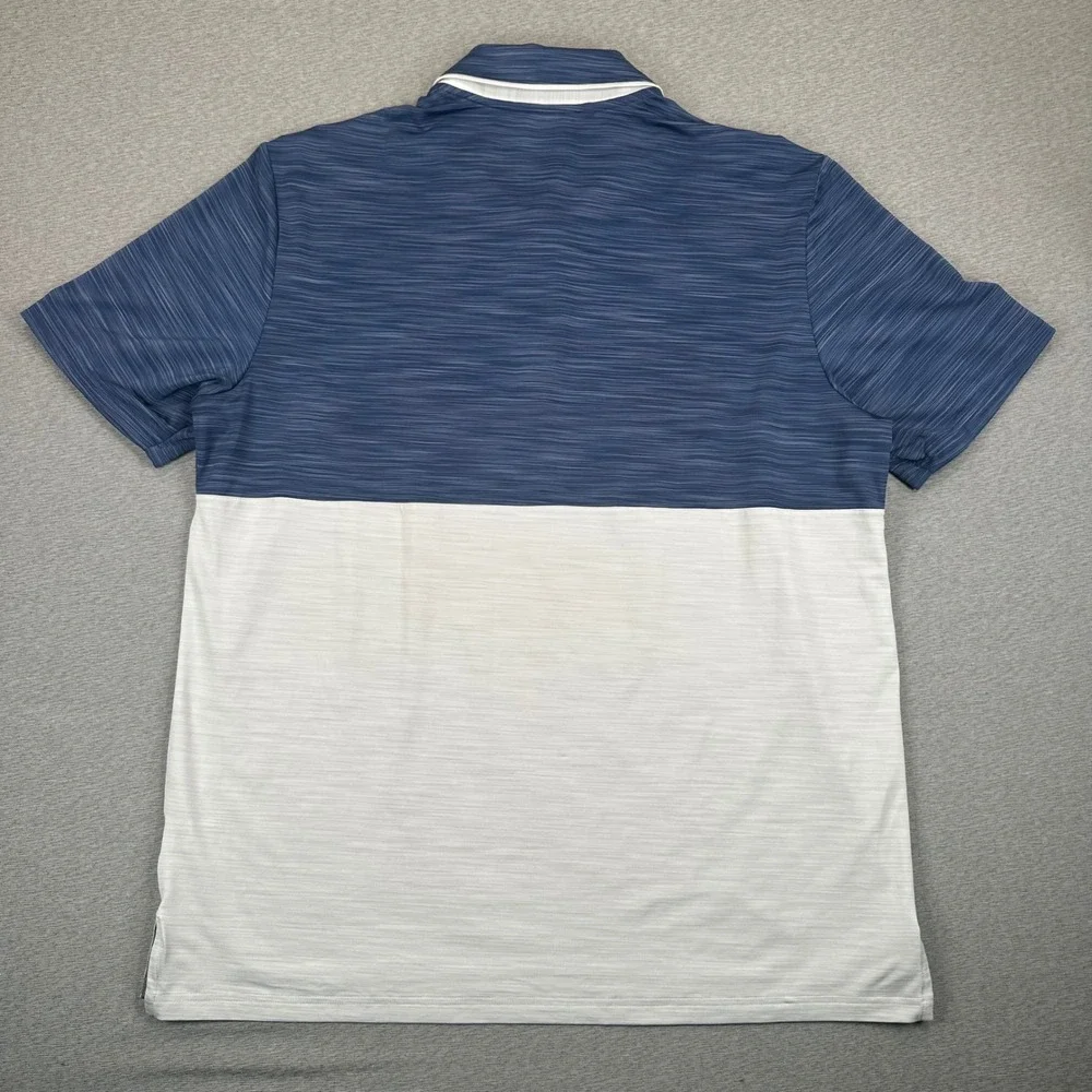 Adidas Polo Shirt Mens XL Navy Blue Grey Colorblock Shadow Ridge Golf Club